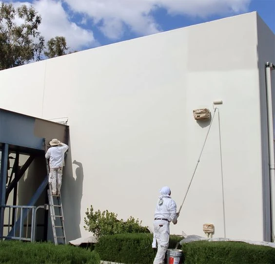 External painting of a white wall