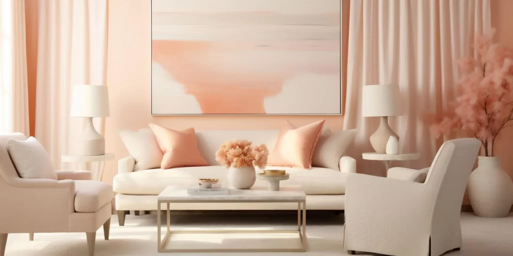pink and cream living room