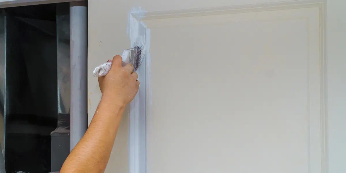 this picture shows painting doors and frames different colours