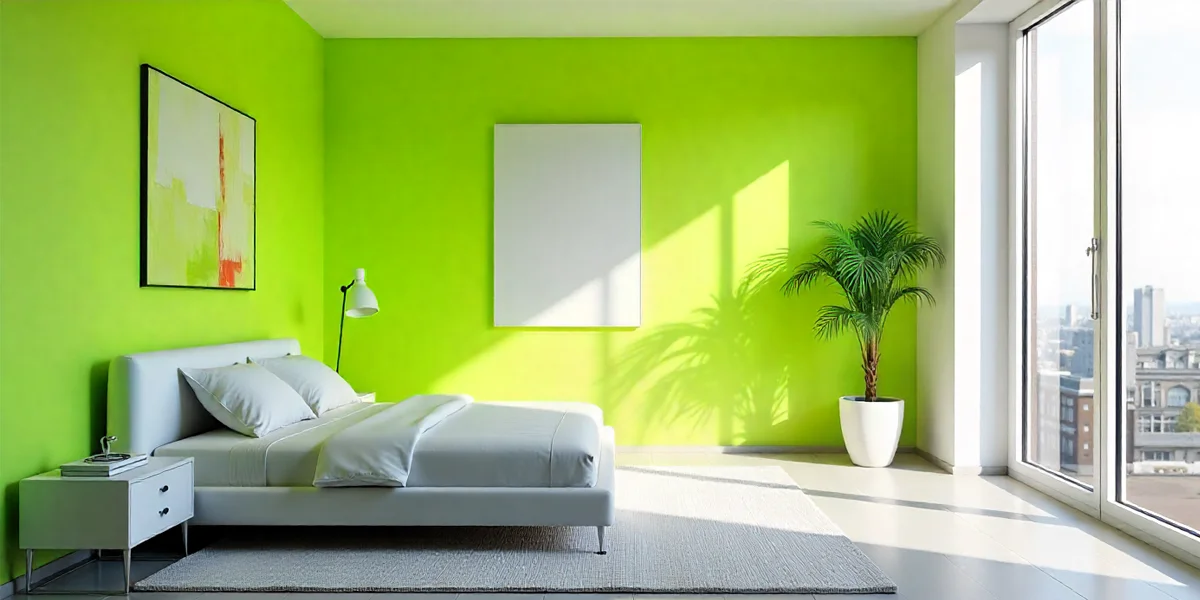 this is a picture of Green Bedroom Feature Wall Colours